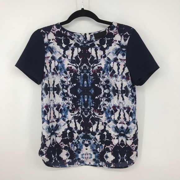 Cynthia Rowley Abstract Blue Floral Pattern Blouse Size S - Picture 5 of 11